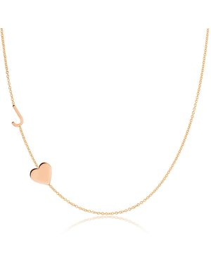Maya Brenner Monogram Necklace With Heart 14K - Metallic