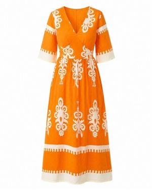 Girl In Mind Suzanne Boarder Midi Dress - Orange