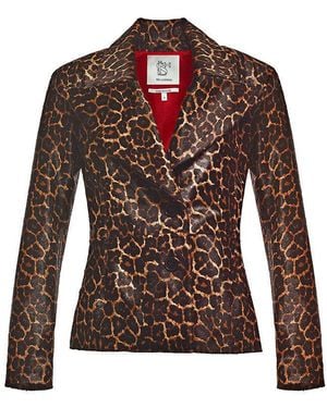 Maison sél Leopard Print Pony Hair Blazer Jacket With Lining - Brown
