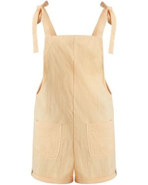 Known Supply Tie Top Gauze Romper - Natural