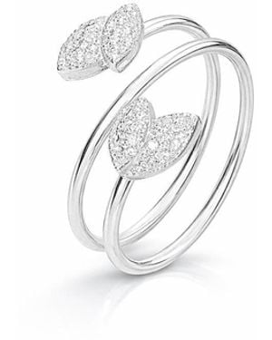 Gold & Honey Cz Leaf Wrap Around Ring - White