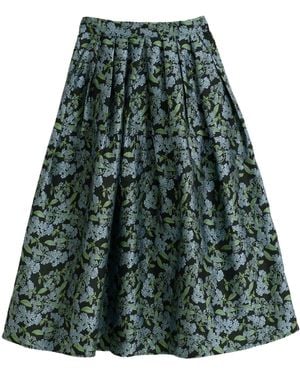 Louche Pasadena Blossom Jacquard Midi Skirt - Green