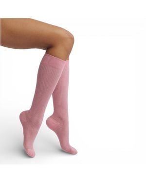 HIGH HEEL JUNGLE by KATHRYN EISMAN Everything's Fine Semi-Sheer Rib Knee Socks - Pink