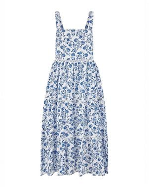 Yumi' Floral Broderie Anglaise Midi Sun Dress - Blue