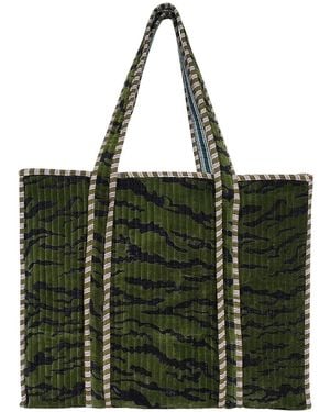 Conscious Yoga Collective The Tiger Velvet Tote - Green
