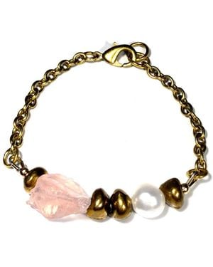Rachel Nathan Remix Meridian: Raw Rose Quartz Bracelet - Metallic