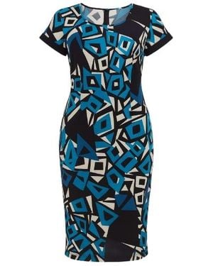Conquista Straight Print Dress - Blue