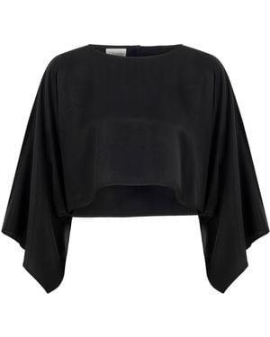 Lilamie Soho Loose Fit Boat Neck Summer Blouse - Black