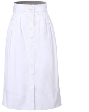 Smart and Joy Buttoned Straight Skirt - White
