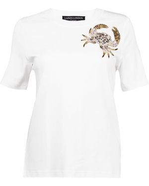 Laines London Laines Couture Embellished Crab T-Shirt - White