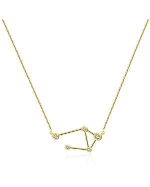 Genevieve Collection Libra Zodiac Constellation Necklace 18K & Diamond - Metallic
