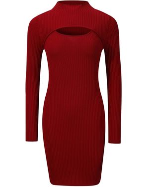 NUAJE NUAJE Jess Merino Wool Cut Out Mini Dress - Red