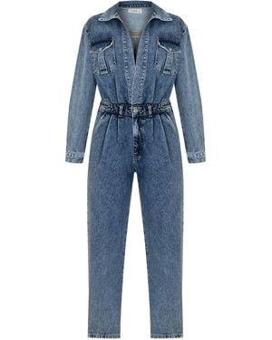 Gov Denim Denim Jumpsuit With Belted Waist - Blue