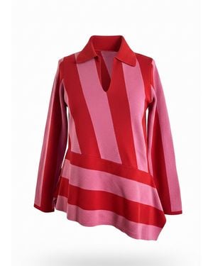Arto. Bolding Stripes Wool Top - Red