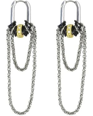 Kirei Fall Stainless Steel Chain Drop Hoop Earrings - Metallic