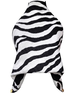 Kargede Zebra Print Open Back Halter Top - Black