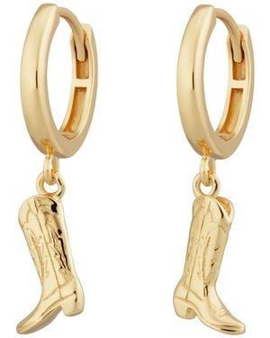 Scream Pretty Cowboy Boot Charm Hoop Earrings - Metallic