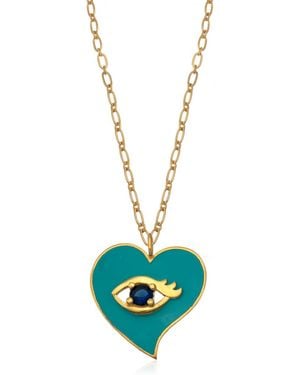 Milou Jewelry Heart Pendant Necklace With Evil Eye - Green
