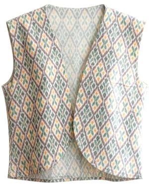 Stovaria Handwoven Ikat Silk Vest – Bold Pattern, Effortless Charm - Natural