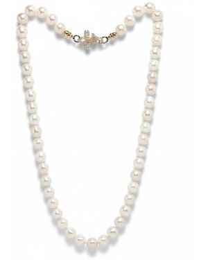 Ninemoo Iris Clasp Pearl Necklace - Metallic