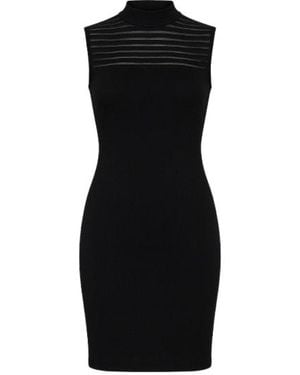 Conquista Sheer Detail Stretch Mini Dress - Black