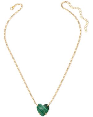Heather Hawkins Jewelry Love Story Malachite Heart Gemstone Necklace - Metallic