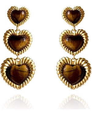 Laura Gray Sloan Triple Heart Earrings - Metallic