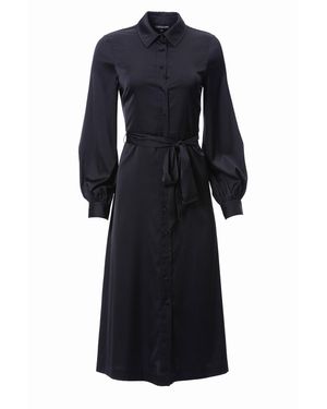 Carloslines Button Down Long Sleeve Shirt Dress - Black
