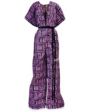 Chuks Collins Ajah Batik Batwing Wide-Leg Jumpsuit - Purple