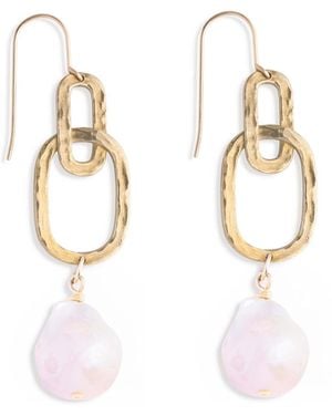 N'damus London Hatton Forge Duo Brass Medium Pearl Earrings - Metallic