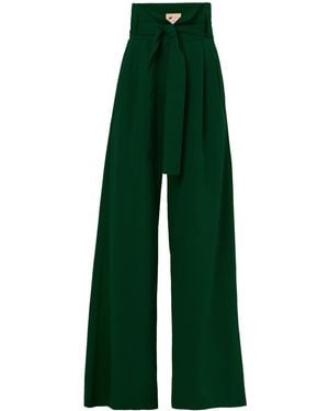 Julia Allert High Waist Long Wide Leg Trousers – Dark - Green