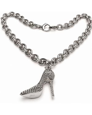 Jagged Halo Jewelry I'M Bad Stiletto Heel Chunky Chain Necklace Stainless Steel Plated - Metallic