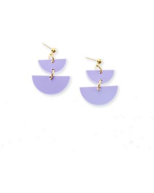 By Chavelli Twin Luna Half-Moon Dangly Earrings - Purple