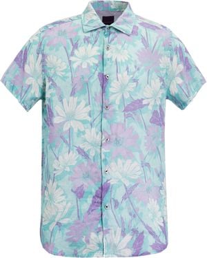 lords of harlech Sergio Springtime Linen Shirt - Blue