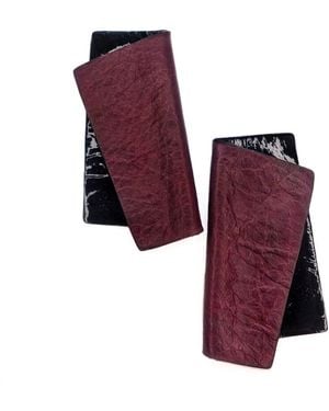 WAIWAI Verto Burgundy Leather Earrings - Red
