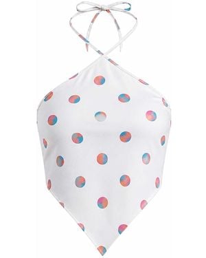 LOVEIST STORE Pastel Polka Dot Halter Top - White