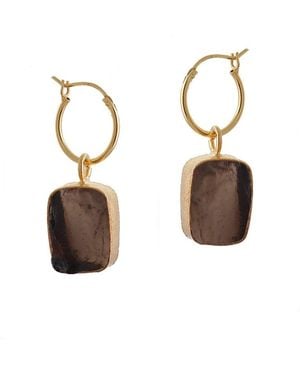 Goddess Charms Neutrals Smoky Quartz Elemental Crystal Earrings - Metallic