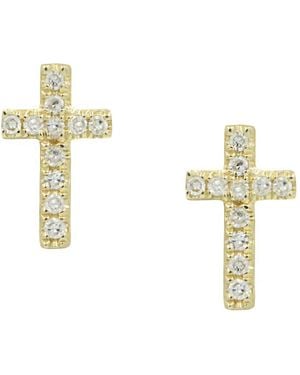 KAMARIA Cross Diamond Stud Earrings - Metallic