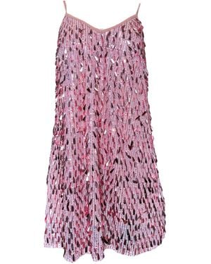 Any Old Iron Metallic Tears Beaded Short Dress - Purple