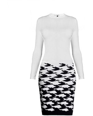 Rumour London Sea & Sky Knitted Jacquard Dress - White