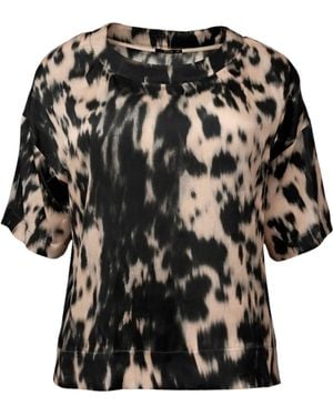 Oh!Zuza Neutrals Echo Oversized Viscose Satin T-Shirt – Print - Black