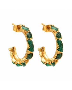 Lalinde Small Emerald Hoops - Metallic