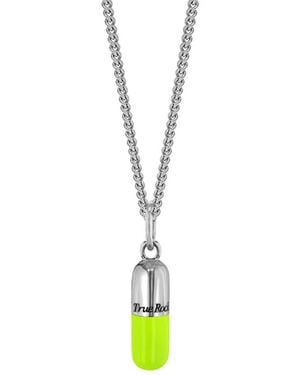 True Rocks Sterling & Neon Lime Mini Pill Pendant On Sterling Chain - Metallic