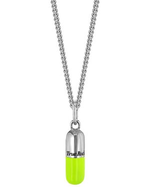 True Rocks Sterling & Neon Lime Mini Pill Pendant On Sterling Chain - Metallic