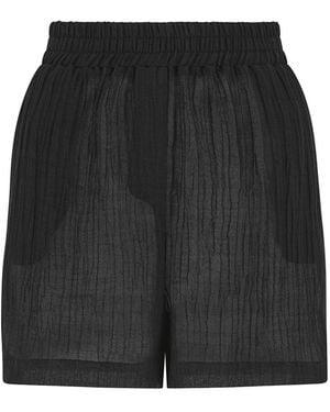 The Summer Edit Mila Crinkle Linen Shorts - Black
