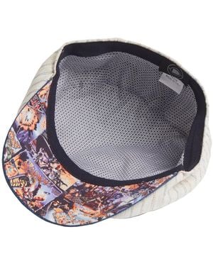 Dasmarca Hats Neutrals Lloyd Stripe Peaked Summer Italian Linen Bakerboy Newsboy Cap - Grey