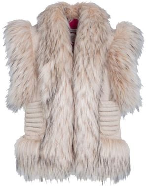 The Extreme Collection ' Short Alpaca Merino Faux Fur Vest Charlotte - White