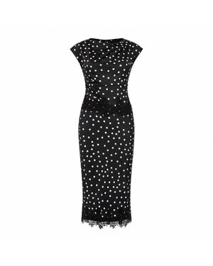 Girl In Mind Serina Polka Dot Lace Trim Skirt - Black