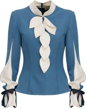 Julia Allert Elegant Fitted Blouse – Pale - Blue