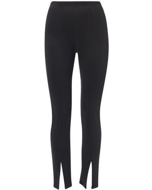 LIA ARAM Scuba Front Slit Leggings - Black